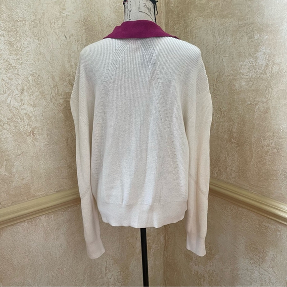 NWT Rag & Bone Brianne Cashmere/Cotton Ivory Knit Polo Academia Sweater, Size M - Picture 12 of 12